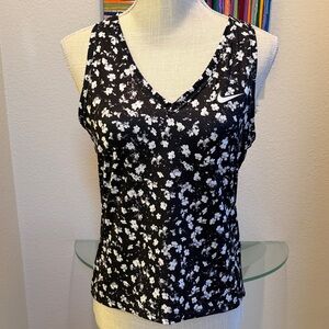 Nike Black & White Floral V-Neck Tank Top